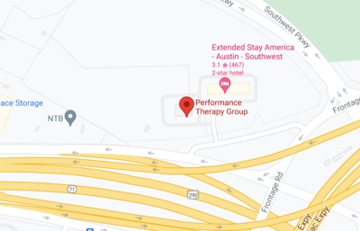 Map to Performance Therapy Group in Austin, TX